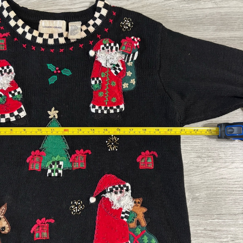 Vintage Lemon Grass 90s Ugly Christmas Sweater Size Medium Grandma Core - Picture 4 of 6